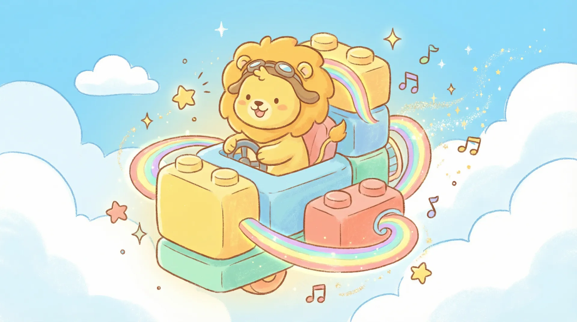 亲子时光机 - 禁漫天堂官网 欢迎页，小狮子驾驶时光机穿越云朵